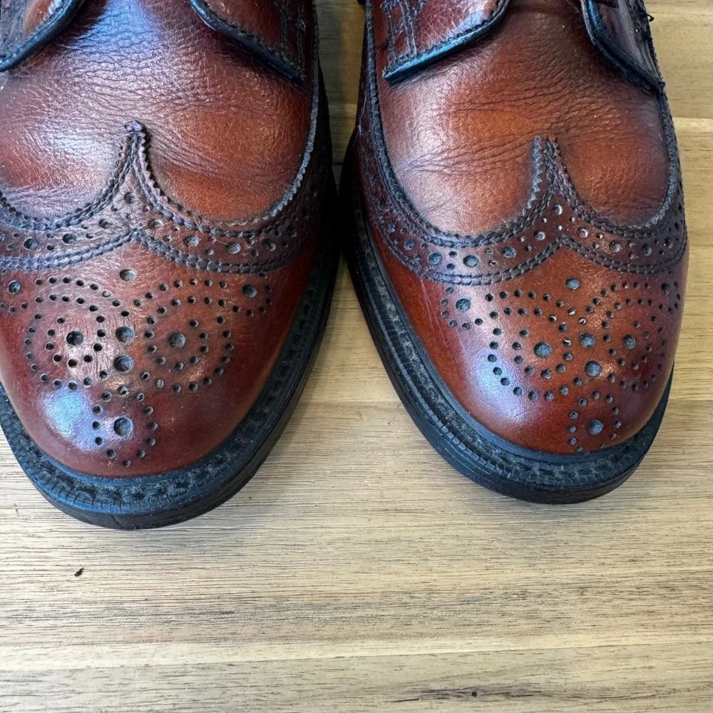 Dexter Men 10 EEE Brown Pebble Grain Leather Longwing Wingtip Brogue Shoes USA
